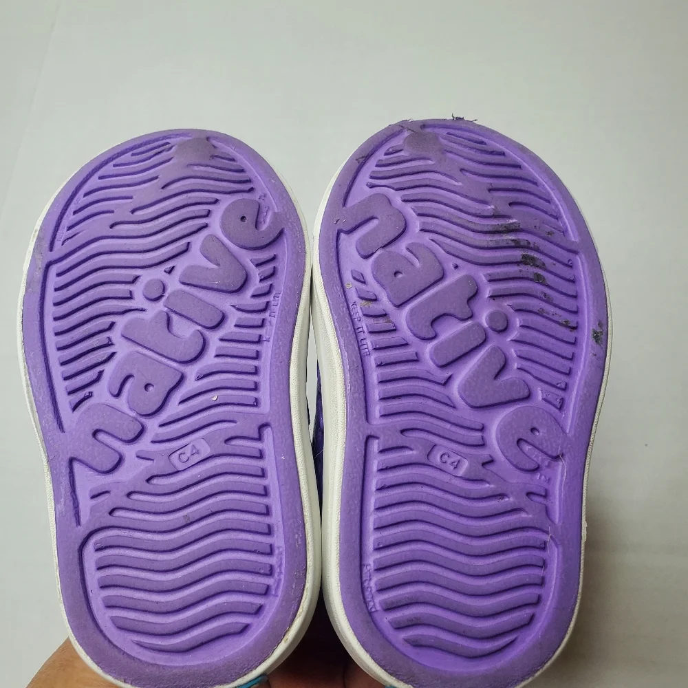 Native Jefferson Slip On Infant Water Shoes Size C4 Iridescent Sparkly Purple